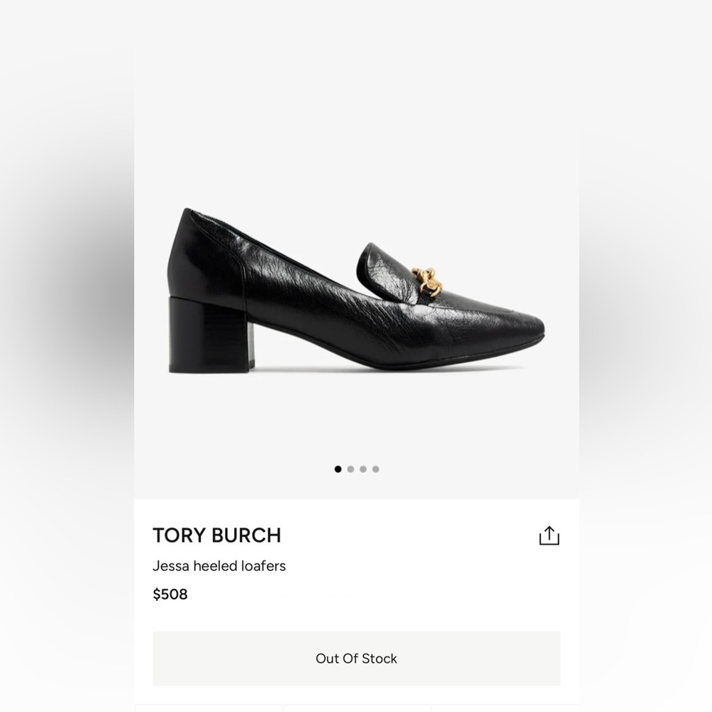 New Tory Burch Jessa heeled horse- head loafers, black leather sz 8.5. - Picture 4 of 16